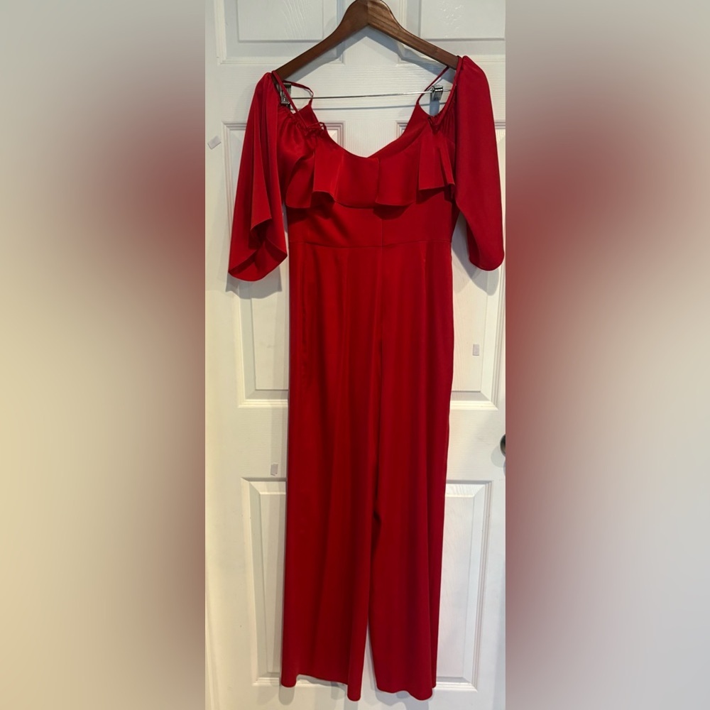 Guess Vibrant Red Off-Shoulder Jumpsuit - Picture 5 of 5